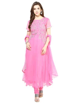 Light Pink Net Anarkali Suit Party Wear -C Bazaar Shop Pink Net Anarkali Suit SLNRRH132 u