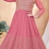 Pink Net Embroidered Anarkali Suit Party Wear