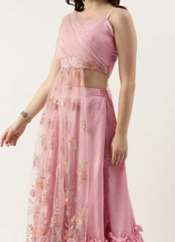 Skirt From Pink Net Embroidered Skirt Set After Six Wear