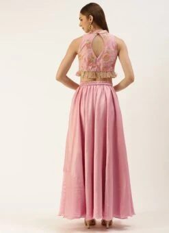 Skirt From Pink Net Thread Embroidered Skirt Set After Six Wear -C Bazaar Shop Pink Net Thread Embroidered Skirt Set IWBS02212473 b