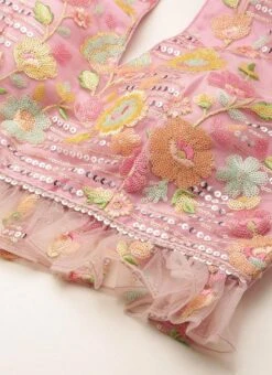 Skirt From Pink Net Thread Embroidered Skirt Set After Six Wear -C Bazaar Shop Pink Net Thread Embroidered Skirt Set IWBS02212473 rrc1