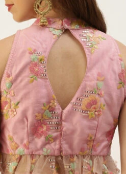 Skirt From Pink Net Thread Embroidered Skirt Set After Six Wear -C Bazaar Shop Pink Net Thread Embroidered Skirt Set IWBS02212473 rrc3