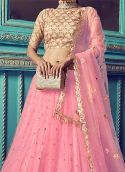 Pink Net Umbrella Lehenga Party Wear