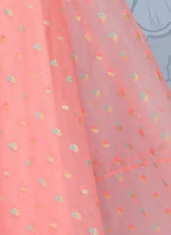 Pink Organza Jacquard Maxi Dress Festive Wear -C Bazaar Shop Pink Organza Jacquard Maxi Dress DRBS02301035 rrc3