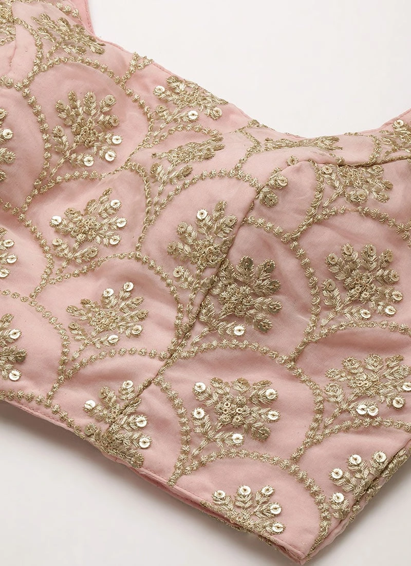 Pink Organza N Maroon Chanderi Lehenga Festive Wear 5 Pink Organza N Maroon Chanderi Lehenga Festive Wear - Image 5