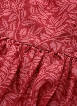 Pink Printed Cotton Gathered Calf Length Dress After Six Wear -C Bazaar Shop Pink Printed Cotton Gathered Calf Length Dress DRBS02106521 rrc1