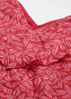 Pink Printed Cotton Knee Length Dress After Six Wear -C Bazaar Shop Pink Printed Cotton Knee Length Dress DRBS02105401 rrc1