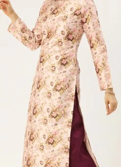Pink Printed Top N Dark Purple Kurta Set After Six Wear