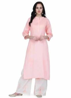 Pink Pure Cotton Kurta Palazzo Set Work Wear -C Bazaar Shop Pink Pure Cotton Kurta Palazzo Set KRSUPIFC940 u