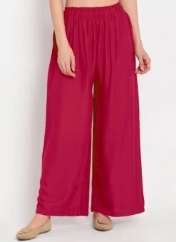Pink Rayon Palazzo Pant Work Wear -C Bazaar Shop Pink Rayon Palazzo Pant WBDMF640 u