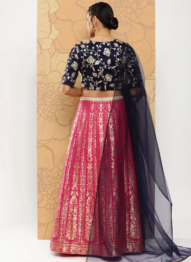 Pink Taffeta Jacquard Lehenga Festive Wear Party Wear 4 Pink Taffeta Jacquard Lehenga Festive Wear Party Wear - Image 4