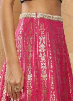Pink Taffeta Jacquard Lehenga Festive Wear Party Wear 14 Pink Taffeta Jacquard Lehenga Festive Wear Party Wear -C Bazaar Shop Pink Taffeta Jacquard Lehenga GHBS02301990 rrc3