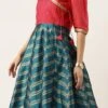 Pink And Turquoise Blue Kali Lehenga Set Wedding Wear