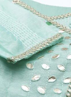 Dupatta From Pista Green Chanderi Straight Kurta Set After Six Wear -C Bazaar Shop Pista Green Chanderi Straight Kurta Set SLBS02211172 rrc4
