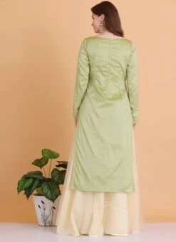 Top From Pista Green N Cream Printed Sharara Set After Six Wear -C Bazaar Shop Pista Green N Cream Printed Sharara Set SLBS02306316 b 1