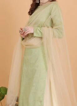 Dupatta From Pista Green N Cream Printed Sharara Set After Six Wear