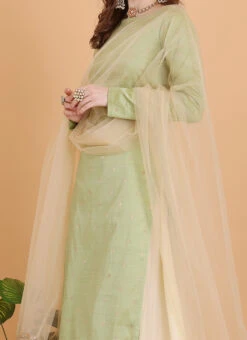 Bottom From Pista Green N Cream Printed Sharara Set After Six Wear