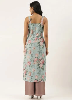 Pista Green N Pale Mauve Kurta Sets After Six Wear -C Bazaar Shop Pista Green N Pale Mauve Kurta Sets KSBS02102831 b