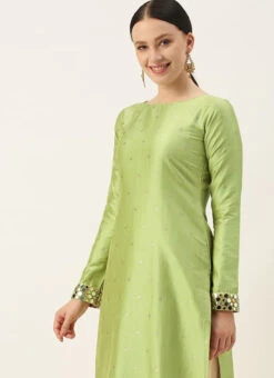 Pista Green Taffeta Top Festive Wear -C Bazaar Shop Pista Green Taffeta Top KRBS02307690 b