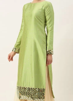 Pista Green Taffeta Top Festive Wear