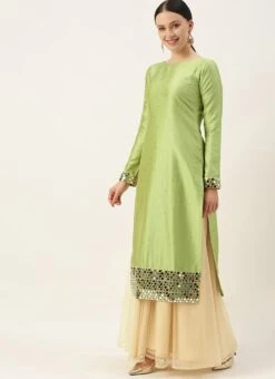 Pista Green Taffeta Top Festive Wear -C Bazaar Shop Pista Green Taffeta Top KRBS02307690 u