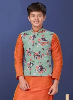 Powder Blue Cotton Printed Nehru Jacket -C Bazaar Shop Powder Blue Cotton Printed Nehru jacket KDBSRK543 b