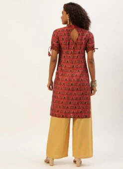 Printed Pink N Cream Rayon Kurta Set Work Wear -C Bazaar Shop Printed Pink N Cream Rayon Kurta set KSBS02209816 b