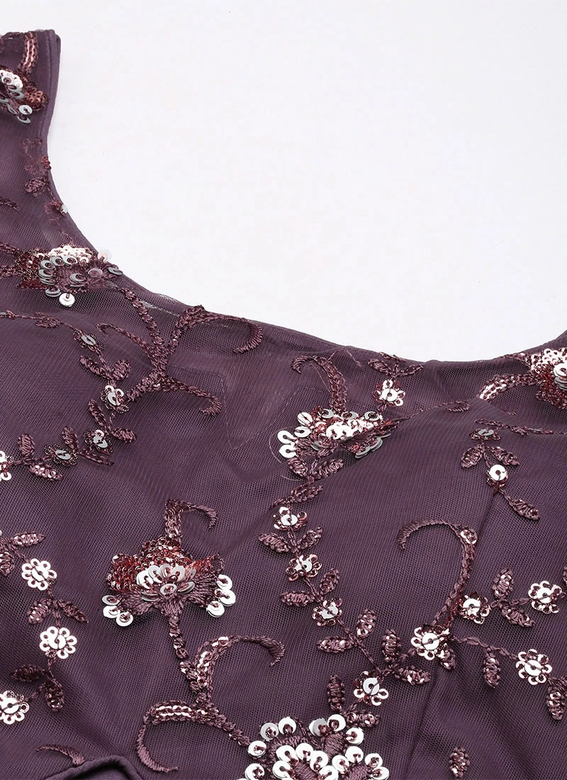 Purple Net Sequins Embroidered Lehenga Festive Wear 5 Purple Net Sequins Embroidered Lehenga Festive Wear - Image 5