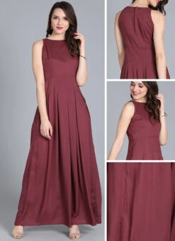 Purple Halter Neck Gown After Six Wear -C Bazaar Shop Purple TENCEL Halter Neck Gown IWBS01911438 gl