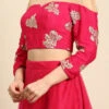 Rani Pink Embroidered Chinon Blouse Wedding Wear