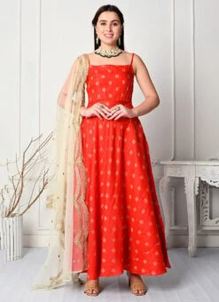 Red Art Silk Anarkali Suit Festive Wear 10 Red Art Silk Anarkali Suit Festive Wear -C Bazaar Shop Red Art Silk Anarkali Suit SLBS02301090 u