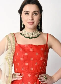 Red Art Silk Anarkali Suit Festive Wear 12 Red Art Silk Anarkali Suit Festive Wear -C Bazaar Shop Red Art Silk Anarkali Suit SLBS02301090 rrc1