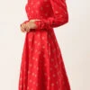 Red Art Silk Maxi Dress Festive Wear