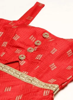 Red Art Silk Strap Neck Style Maxi Dress Festive Wear -C Bazaar Shop Red Art Silk Strap Neck Style Maxi Dress DRBS02301108 rrc1