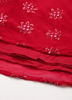 Red Georgette Embroidered One Shoulder Style Gown Party Wear -C Bazaar Shop Red Georgette Embroidered One Shoulder Style Gown IWBS02209739 rrc4