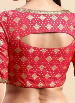 Red Jacquard Viscose Blouse Festive Wear -C Bazaar Shop Red Jacquard Viscose Blouse BLBS02303869 rrc2