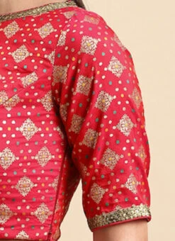 Red Jacquard Viscose Blouse Festive Wear -C Bazaar Shop Red Jacquard Viscose Blouse BLBS02303869 rrc3