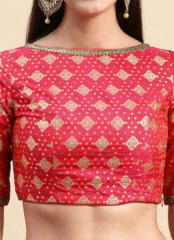 Red Jacquard Viscose Blouse Festive Wear -C Bazaar Shop Red Jacquard Viscose Blouse BLBS02303869 rrc4