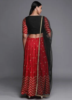 Red N Black Embroidered Lehenga Set Wedding Wear -C Bazaar Shop Red N Black Embroidered Lehenga Set GHBS01911718 b