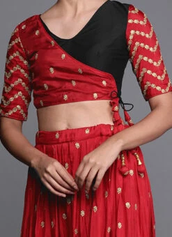 Red N Black Embroidered Lehenga Set Wedding Wear