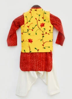 Red N Yellow Cotton Silk Bandhini Bandi Set 5 Red N Yellow Cotton Silk Bandhini Bandi Set -C Bazaar Shop Red N Yellow Cotton Silk Bandhini Bandi Set KDBDFK2238 b