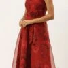 Red Organza Digital Printed Dress Party Wear
