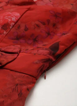 Red Organza Digital Printed Dress Party Wear 14 Red Organza Digital Printed Dress Party Wear -C Bazaar Shop Red Organza Digital Printed Dress DRBS02107581 rrc3