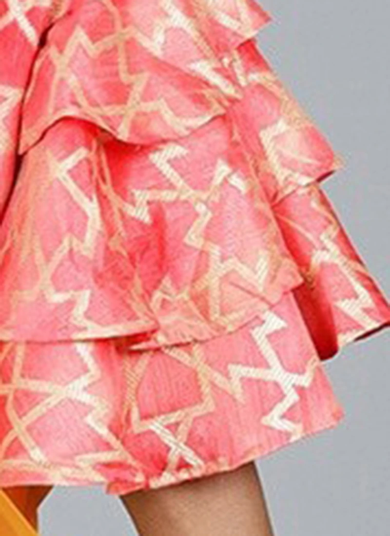 Red Printed Blouse With Flared Sleeves Festive Wear 7 Red Printed Blouse With Flared Sleeves Festive Wear - Image 7