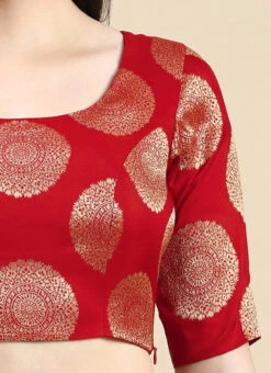Red Taffeta Blouse Festive Wear -C Bazaar Shop Red Taffeta Blouse BLBS02210835 rrc3