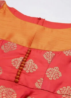 Red Taffeta Jacquard Half Circular Dress Festive Wear -C Bazaar Shop Red Taffeta Jacquard Half Circular Dress DRBS02204664 rrc1