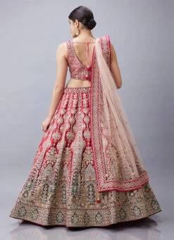 Red Velvet Resham N Hand Work Umbrella Lehenga Choli With Dupatta Wedding Wear -C Bazaar Shop Red Velvet Resham N Hand Work Umbrella Lehenga Choli With Dupatta GHCBF5749 b