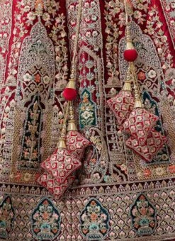 Red Velvet Resham N Hand Work Umbrella Lehenga Choli With Dupatta Wedding Wear -C Bazaar Shop Red Velvet Resham N Hand Work Umbrella Lehenga Choli With Dupatta GHCBF5749 rrc3
