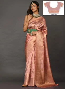 Rose Gold Pink Pure Silk Zari Weaving Traditional Saree Festive Wear 6 Rose Gold Pink Pure Silk Zari Weaving Traditional Saree Festive Wear -C Bazaar Shop Rose Gold Pink Pure Silk Zari Weaving Traditional Saree SAVNS653H u
