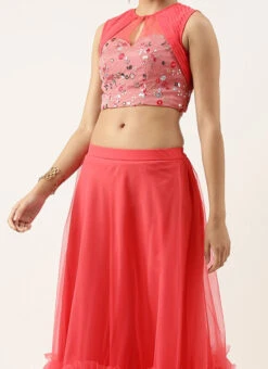 Skirt From Rouge Pink Chinon Embroidered Lehenga Set After Six Wear